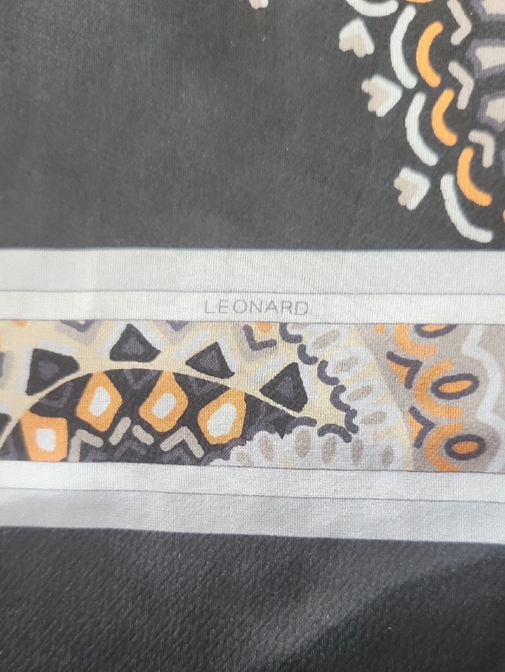 Leonard Paris Paisley Sheer Silk Scarf/Shawl in Black and Cream 70x180 cm